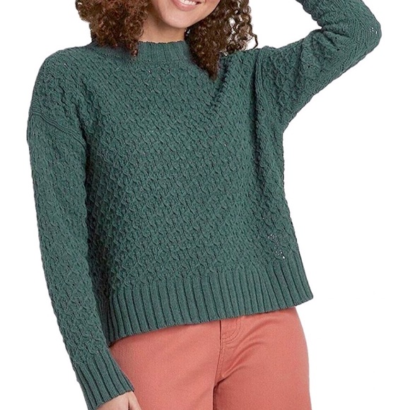 a new day Sweaters - Green chunky-weave knit crewneck sweater